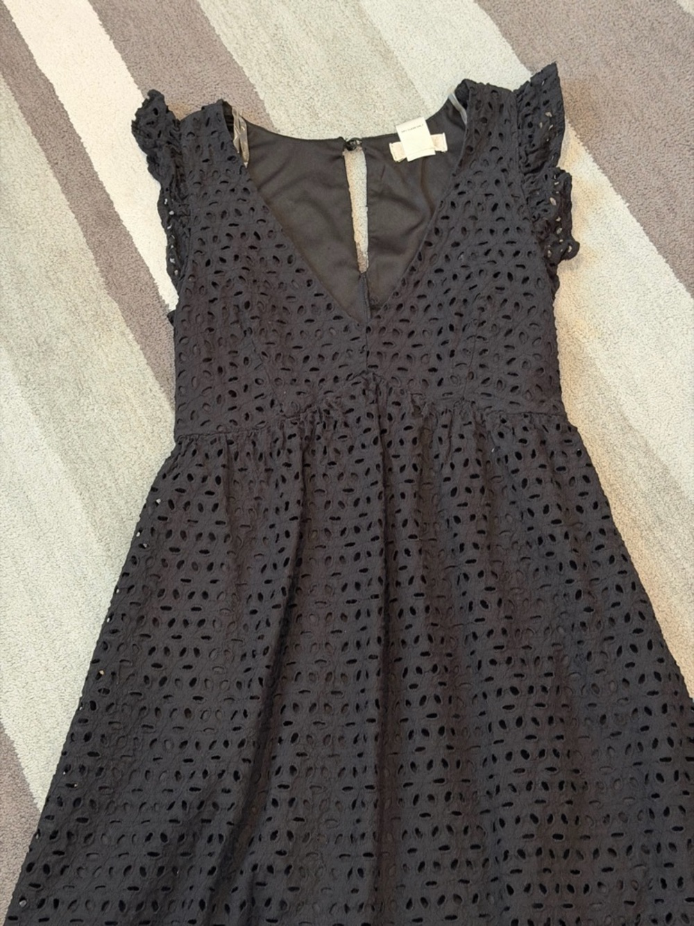 Altar'd State Black Eyelet V-Neck Midi Dress